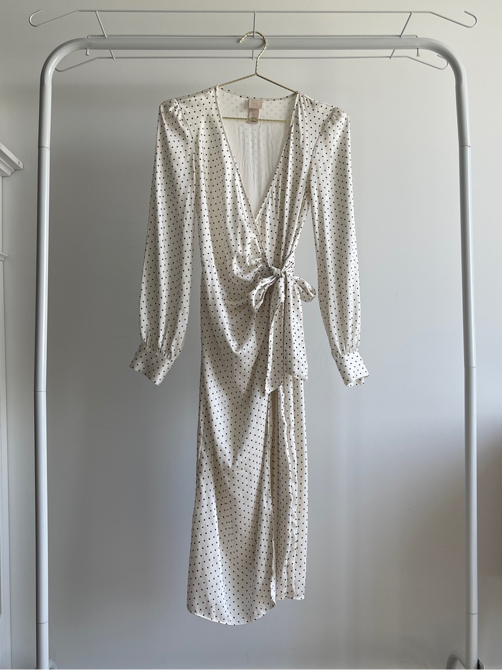 H&M White Polka Dot Wrap Dress